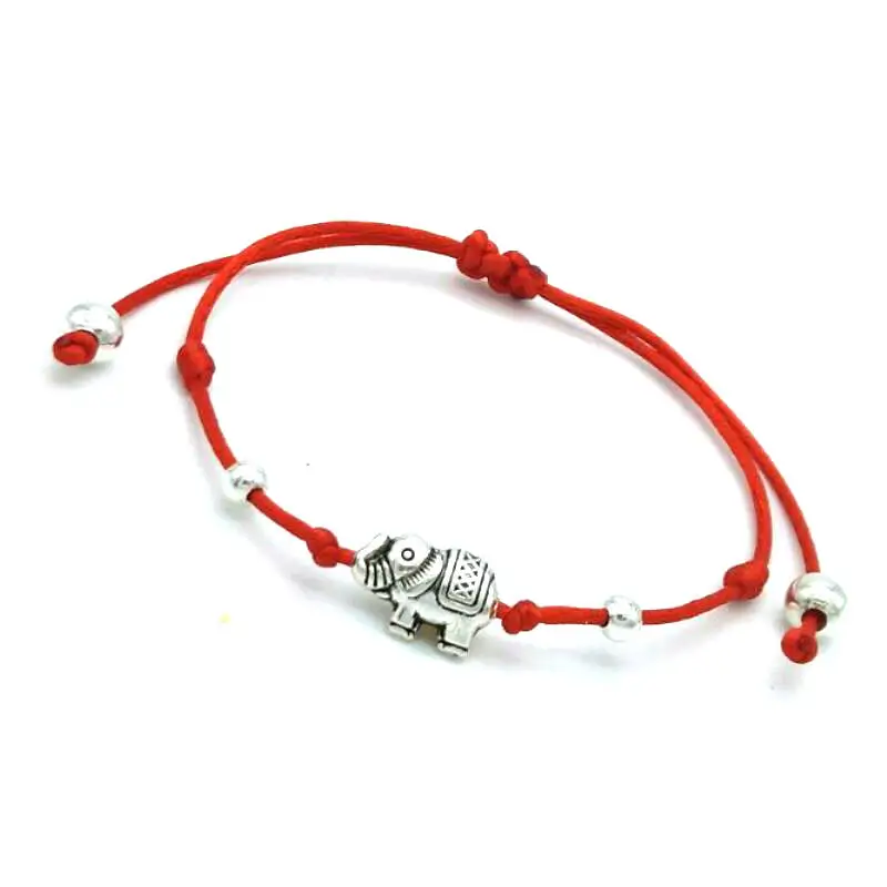 Милый медведь слон Амулет браслет красный канат Строка темы Плетеный Мужчины