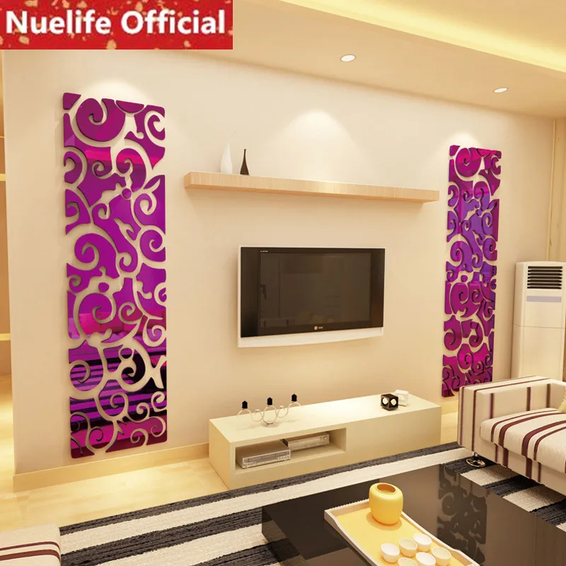 

Large decorative patterned mirror 3d acrylic wall stickers living room bedroom porch TV sofa background wall stickers N4