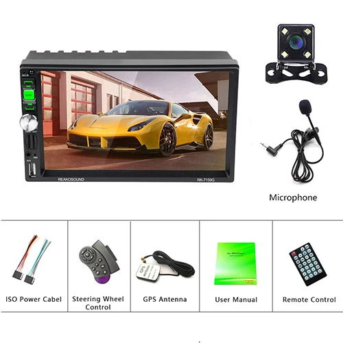 With 4 LED Camera Hikity 2 din автомагнитола 7 дюймов RDS gps Авторадио IOS/Android зеркальная связь автомобиля стерео автомобиля MP5 плеер поддержка микрофона и камеры - Цвет: With 4 LED Camera