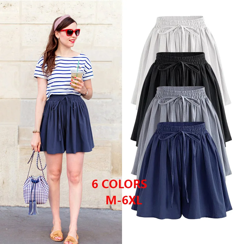 

Plus Size Shorts M - 3XL 4XL 5XL 6XL Short Pants Elastic Waist Skirt Short High Waist Casual Summer Women Clothes Big Size 63144