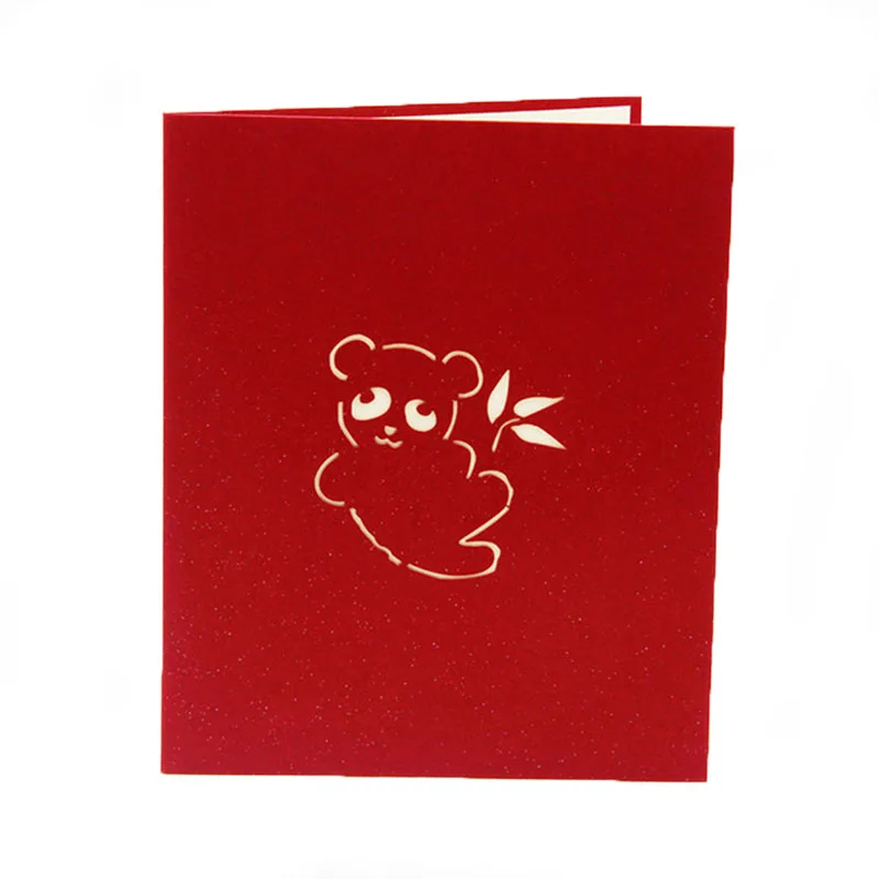 3D всплывающие поздравительные открытки ручной работы панда символ мира дружбы