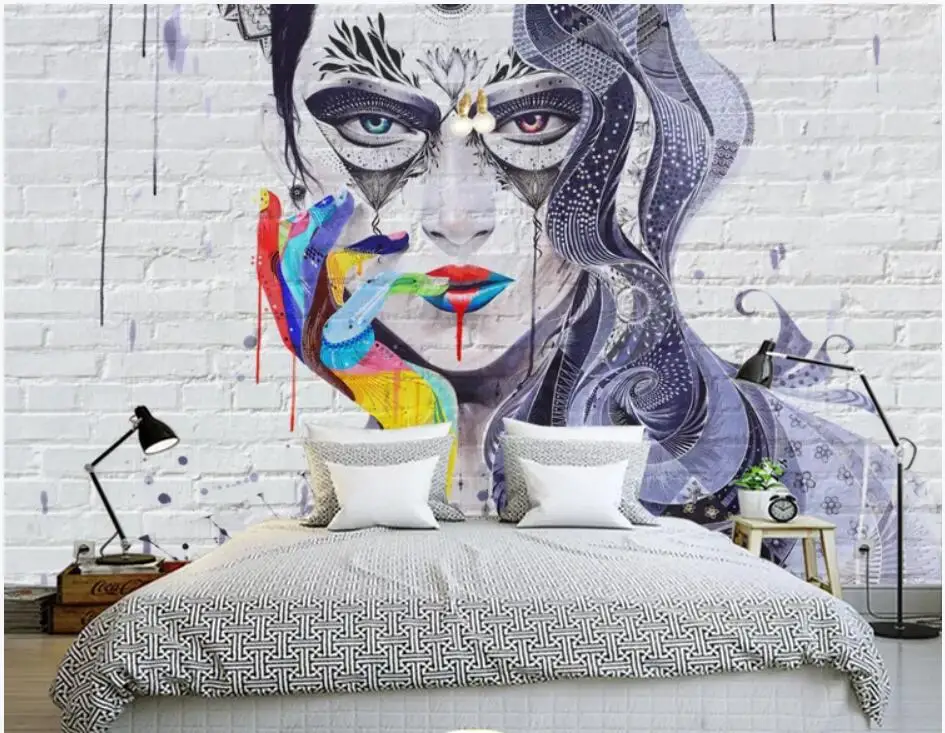 

WDBH 3d фото обои на заказ роспись красочная сексуальная красота кирпичная стена фон домашний декор гостиная обои для стен 3 d