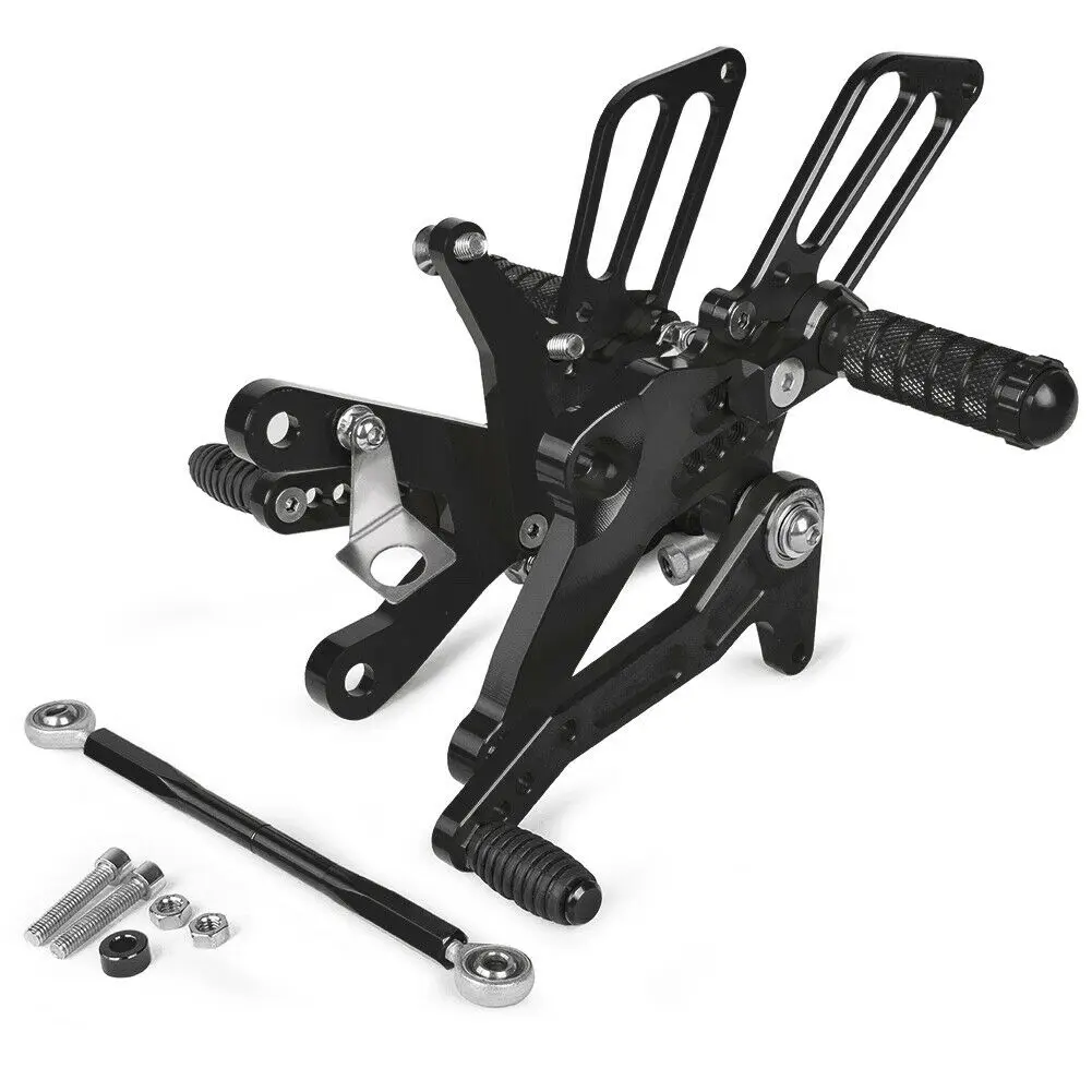 Черный CNC регулируемые Подножки Rearset педали задние наборы колышки для Kawasaki Ninja 400 Ninja 250- аксессуары для мотоциклов - Цвет: Черный