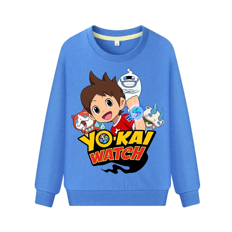 Детские толстовки с капюшоном с героями мультфильмов «Yokai» Детский весенне-осенний тонкий костюм Толстовка и штаны г. Однотонная Повседневная футболка с капюшоном для мальчиков и девочек WK094