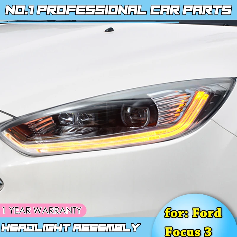 Автомобильный Стайлинг для Ford Focus 3 фары светодиодный фары DRL Объектив Двойной Луч Биксенон HID автомобильные аксессуары