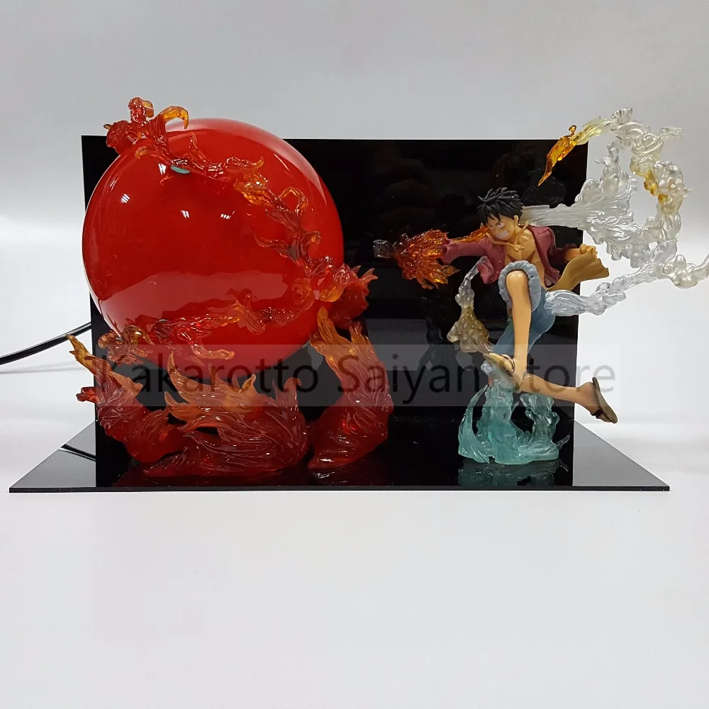 One piece Луффи ПВХ Фигурки огненный кулак DIY one piece Аниме Фигурка Светодиодная лампа Обезьяна D Луффи