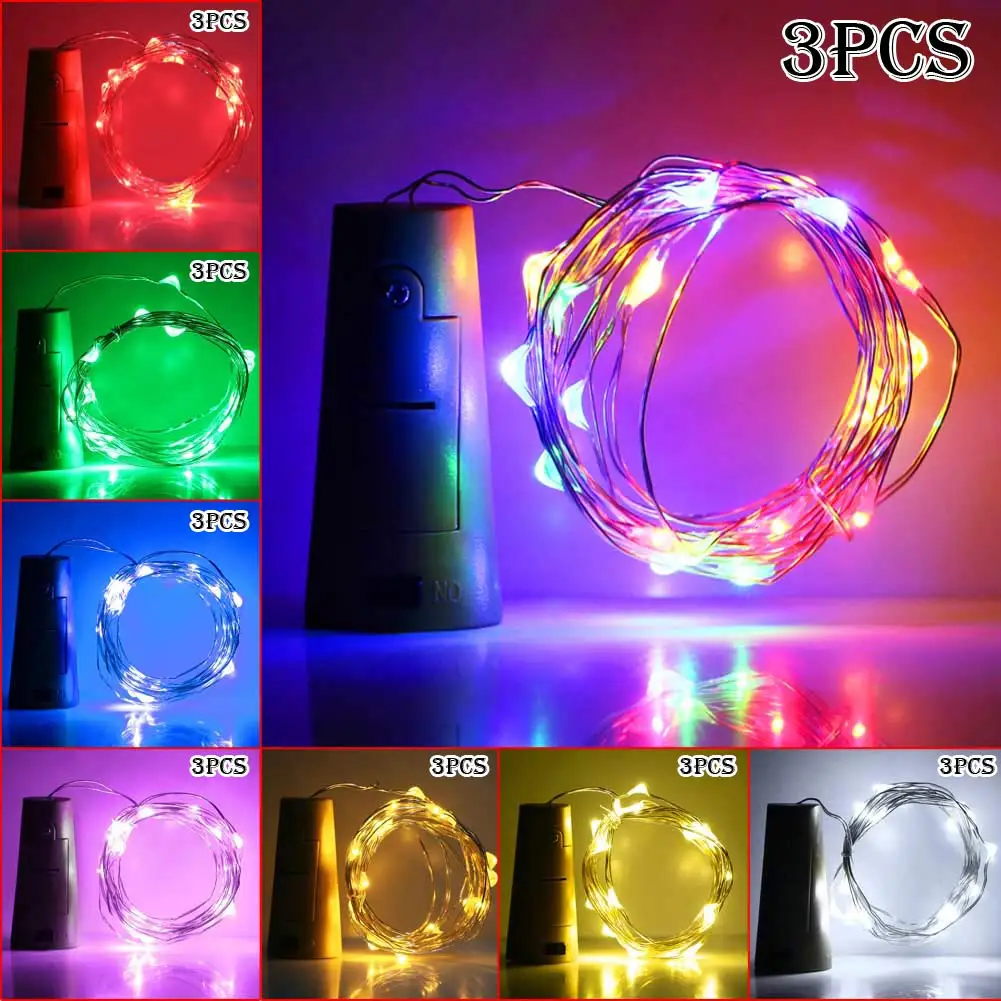 Светодиодная гирлянсветильник из медной проволоки 3 шт. 2 м 20 светодиодов 8 цветов