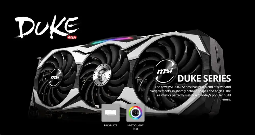 Видеокарта MSI GeForce RTX 2080Ti DUKE 11G OC 11 ГБ GDDR6 1665 МГц 4352 единиц 352 бит 14 Гбит PCI Express x16 3 0 для
