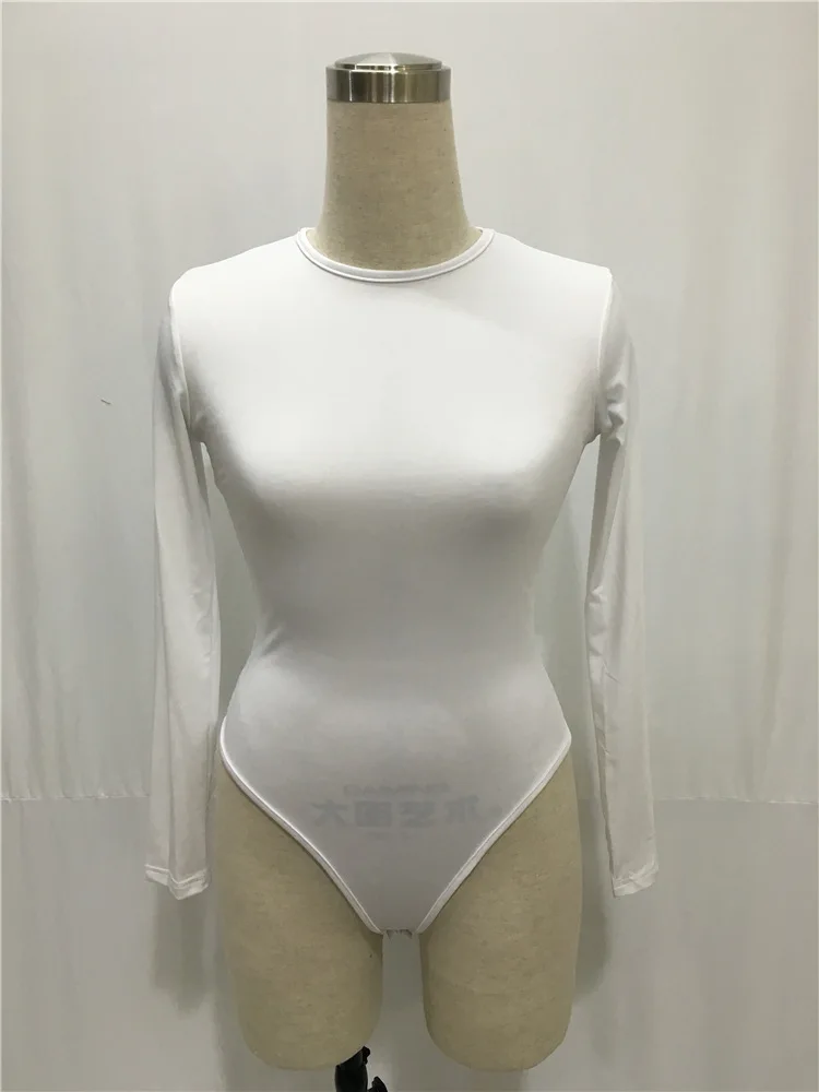 Для женщин с длинным рукавом боди Сексуальные шею Одна деталь Bodycon комбинезон