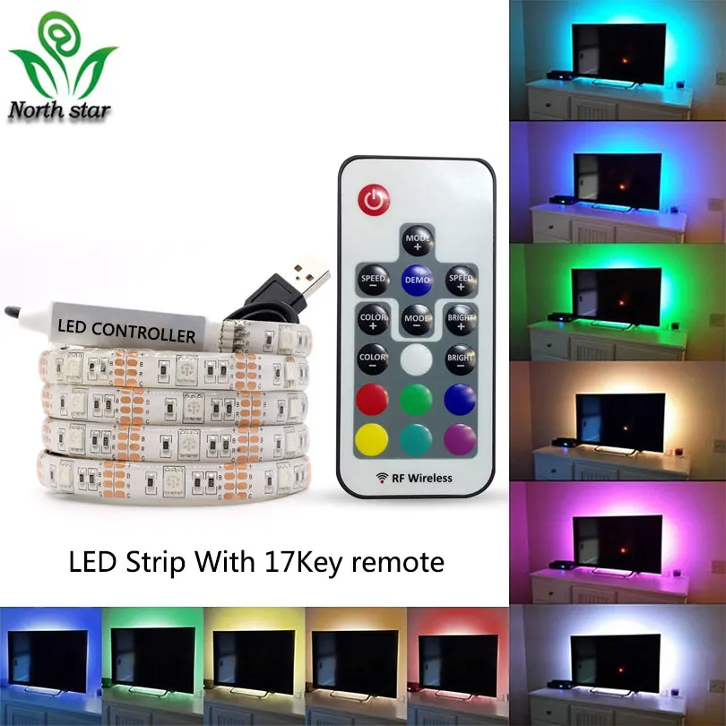 1 шт. DC 5 В USB питание Декор RGB водонепроницаемая светодиодная лента SMD 5050 м для ТВ