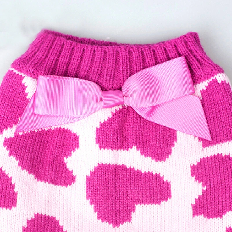 Теплая трикотажная одежда с сердечками для собак зимний джемпер кошки свитер Yorkie