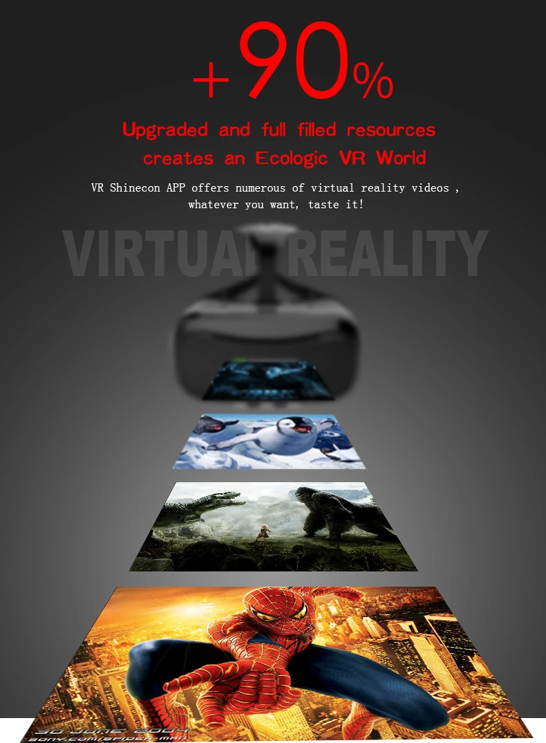Новинка,, VR Shinecon II 2,0, шлем, картон, виртуальная реальность, 3D очки, мобильный телефон, видео фильм, для смартфона с геймпадом