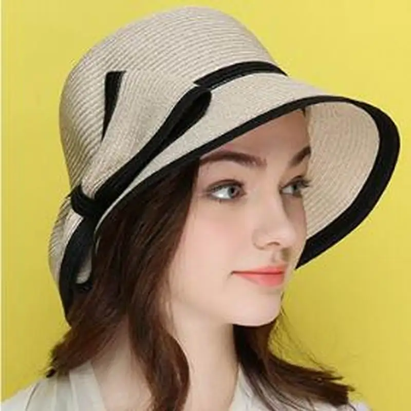 Шляпа Женская Солнцезащитная складная Модная элегантная пляжная Соломенная