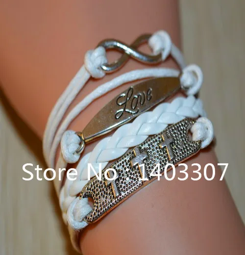 6Pcs New Exquisite Bracelets Silver Plating High Quality Cross LOVE Infinity Products Best Christmas Jewelry Gift Factory Price | Украшения