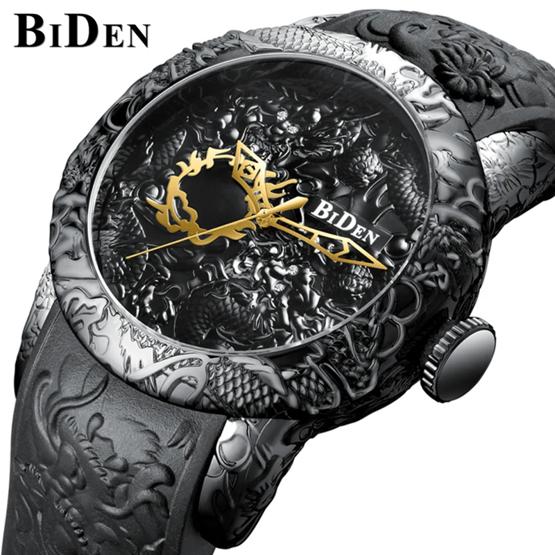Мужские кварцевые часы BIDEN модные 3D с рельефом|Мужские спортивные часы| |