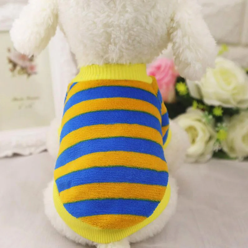 Blue and Yellow Новые собаки кошки одежда ярких цветов в полоску, Цвет теплый свитер для кота джемпер для домашних животных Кошки Одежда для маленьких собак домашних животных XS S M L XL Y283 - Цвет: Blue and Yellow