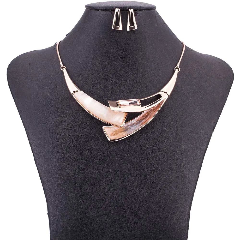 MS1505039 High Quality Jewelry Sets Lead&ampNickle Free Choker Necklace Rosegold Plated Woman's Earring Set | Украшения и