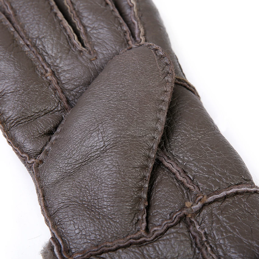 sheepskin men's winter gloves genuine leather warm double-faced sheep fur high quality | Аксессуары для одежды