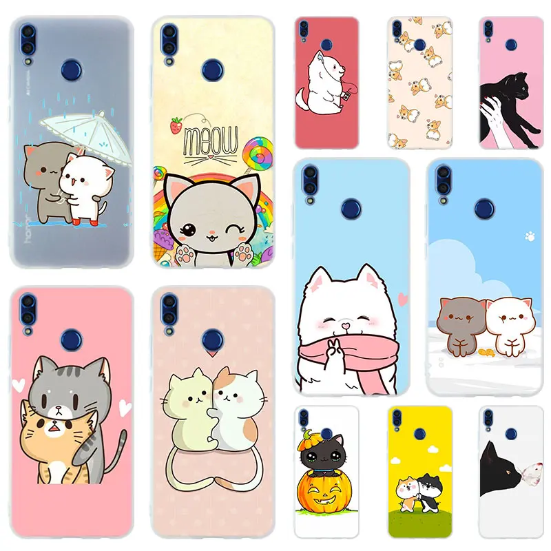 Kawaii Molang мультфильм аниме собака Кот Чехол для Huawei Honor 30 20 10 9 Lite 30pro 20pro 30s 10i 9a 8a