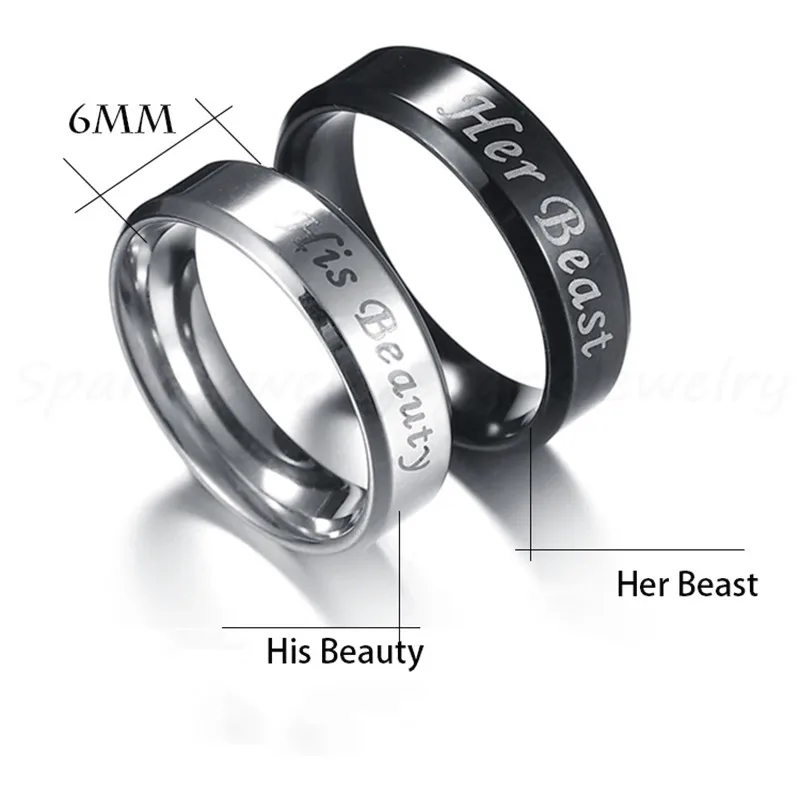 Обручальное кольцо Spark Her Beast обручальное из нержавеющей стали с гравировкой букв