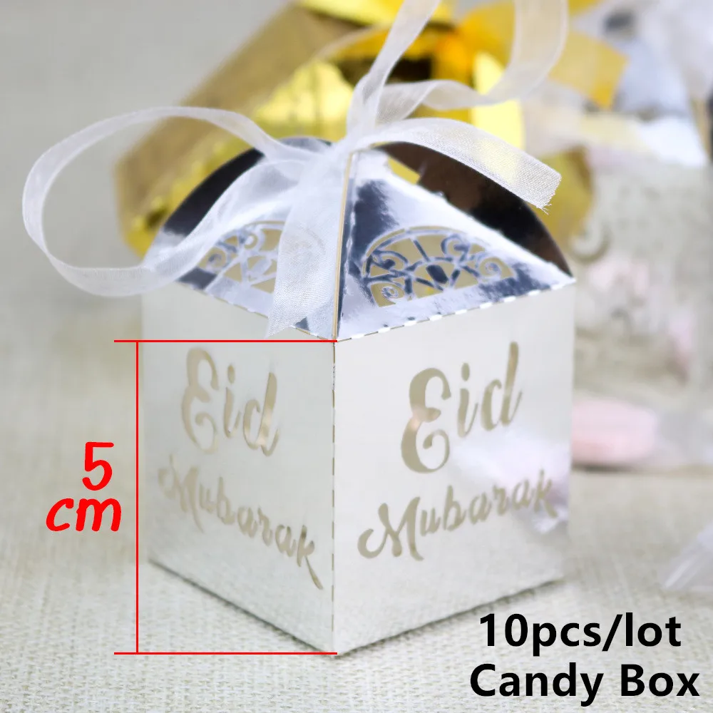10pcs EMK Candy Box EID MUBARAK Deco шар в форме буквы Рамадан украшение для дома свадьба золото серебро EID коробка конфет для мусульманских EID Значки для вечеринки декора - Цвет: 10pcs EMK Candy Box