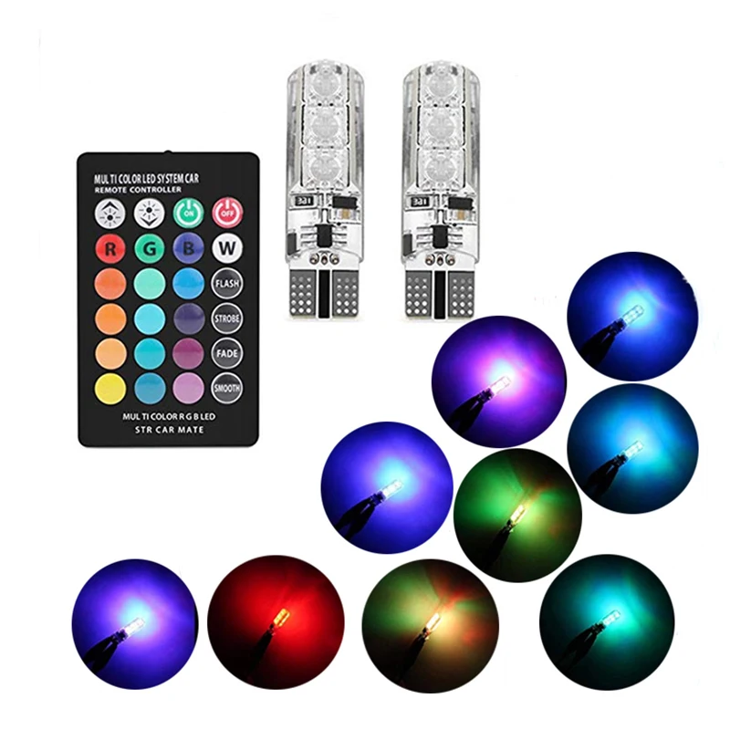 Автомобильная светодиодная лампа T10 12 SMD5050 RGB Led W5W в партии 2019|led light t10|light t10car led t10 |