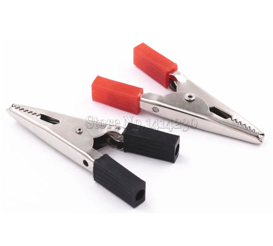 

10PCS /5 sets Plastic Handle Test Probe Metal Alligator Clips Electrical Diy Test Leads Wire Jumper ( 5Pcs Red+5Pcs Black)