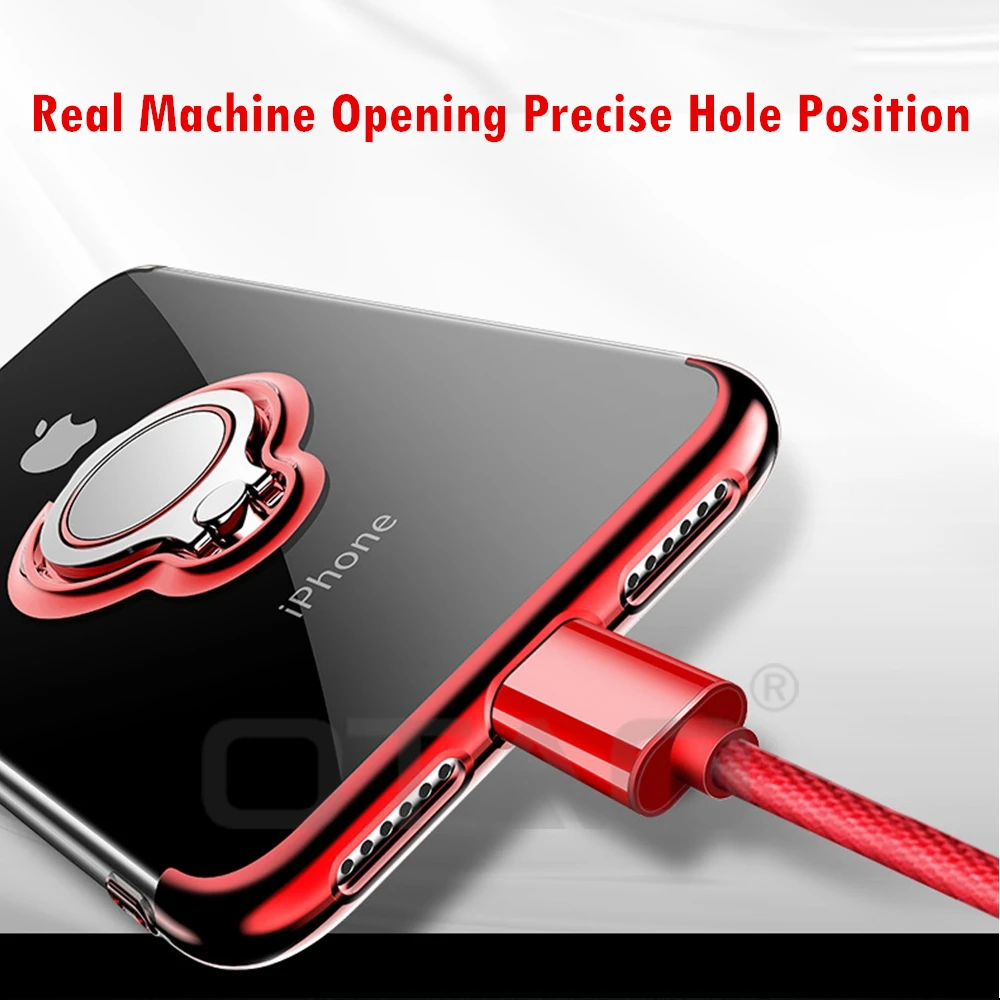 LONTENFY Ultra Thin Transparent Phone Case For iPhone XS MAX XR X 8 7 6 6S Plus Car Magnetic Finger Ring Holder Cover Coque | Мобильные