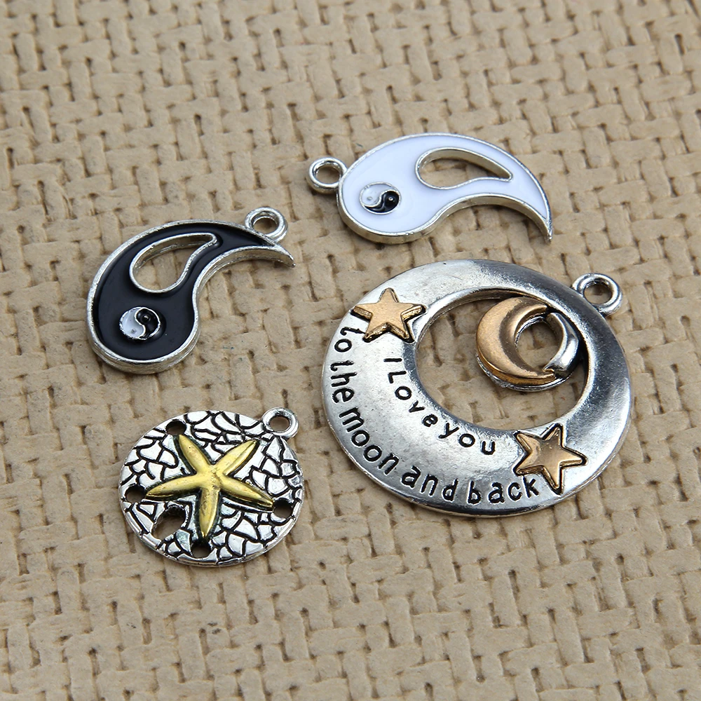2018new charms сплетни Инь Ян Солнце Луна звезды цинка Подвеска из сплава для