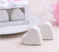 white heart shaped ceramic pepper shaker love salt and pepper bottle creative wedding gift and favor 20pcs10box