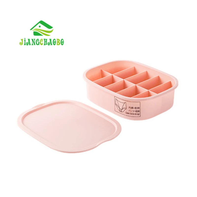 10 Grid Pink JiangChaoBo Sub-Box Нижнее белье Ящики для хранения нижнего белья носки для хранения решетки домашний пластиковый бюстгальтер нижнее белье коробка для отделки - Цвет: 10 Grid Pink