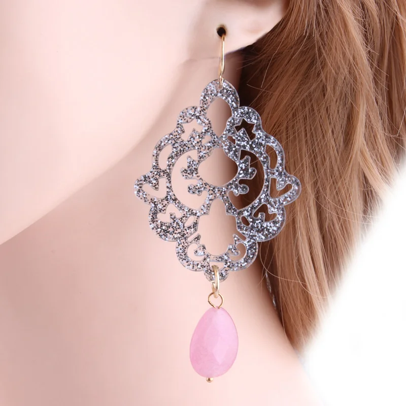 NeeFu WoFu капельная полимерная серьга серьги из натурального камня модные большие