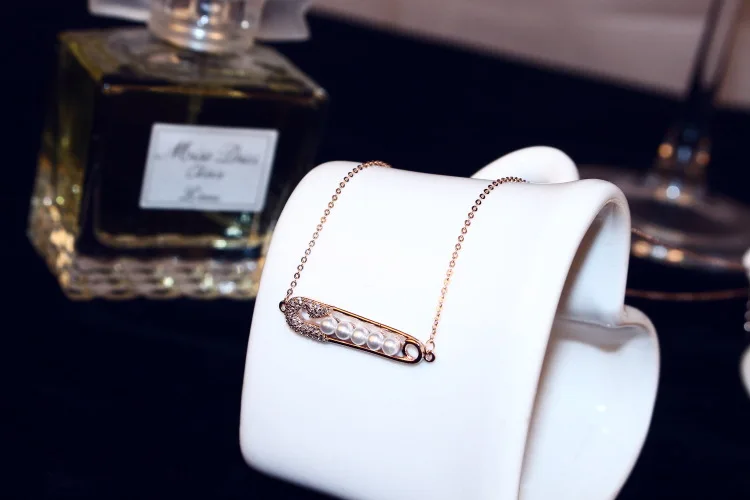 Классическое медное Настоящее розовое золото белое ожерелье с подвеской из