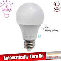 led microwave radar motion ambient sensor light lamp e27 smart light bulb 9w 7w 5w ac85 265v for corridor garage yard