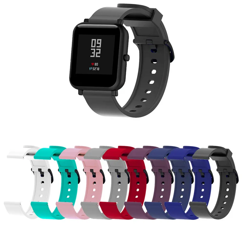 Силиконовый спортивный ремешок для xiaomi Huami amazfit Bip, ремешок для умных часов 20 мм, сменный Браслет, умные аксессуары