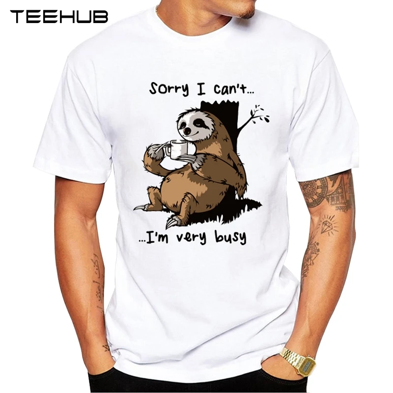 Забавная занятая Мужская футболка TEEHUB для ленивецов хипстерские очень занятые