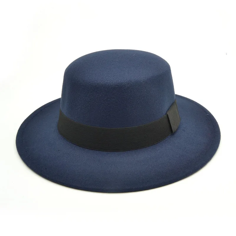 navy Модная мужская кепка fedoras wo Мужская модная джазовая шляпа лето весна черная Шерстяная Смесь Кепка Уличная Повседневная круглая Кепка s Bowler шапки - Цвет: navy
