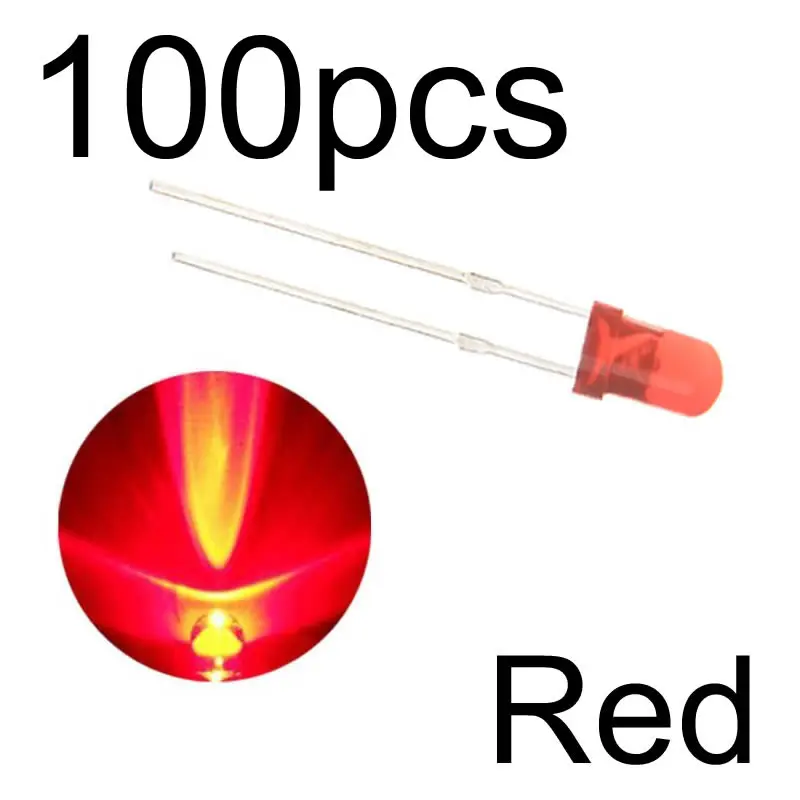 red 100pcs MCIGICM 100 шт. 5 мм светодиодный диодный светильник Набор DIY светодиодный s Набор белый желтый красный зеленый синий электронный diy Набор Горячая Распродажа - Цвет: red 100pcs