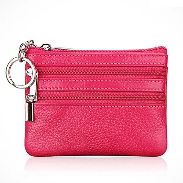 rose red Новое поступление, короткий маленький тонкий кошелек из натуральной коровьей кожи с первого зерна, Женский кошелек на молнии, Изысканная сумка для девушек - Цвет: rose red