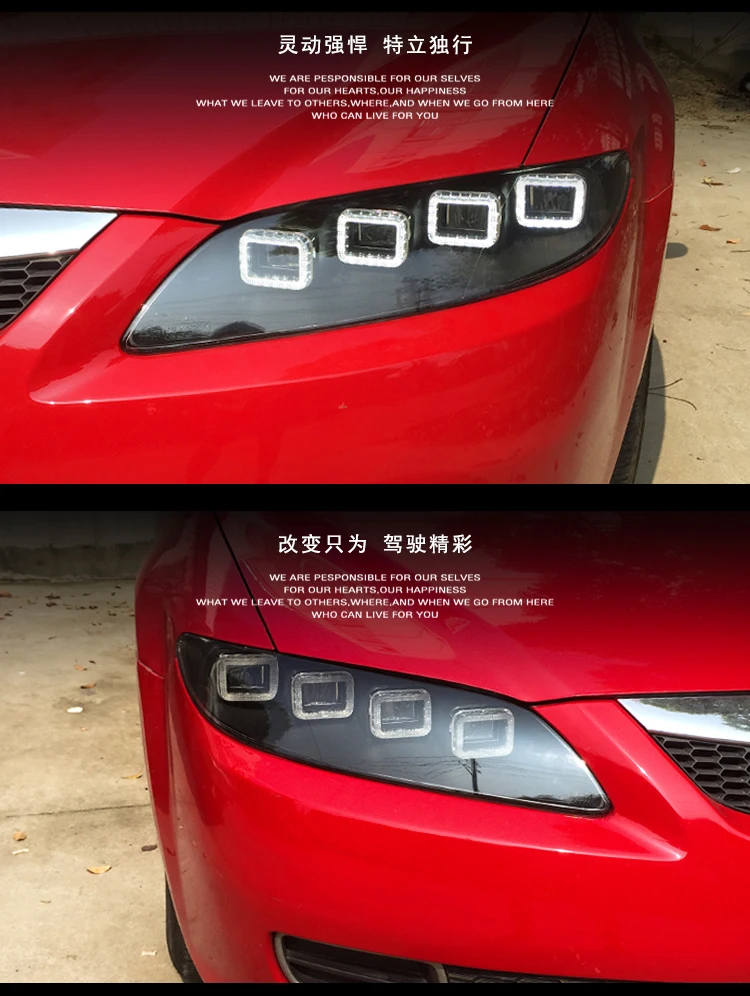 Автомобиль голове стиль лампы для Mazda 6 фары mazda 6 2003- светодио дный фар H7 D2H Hid вариант четыре глаза би ксенон Луч объектива