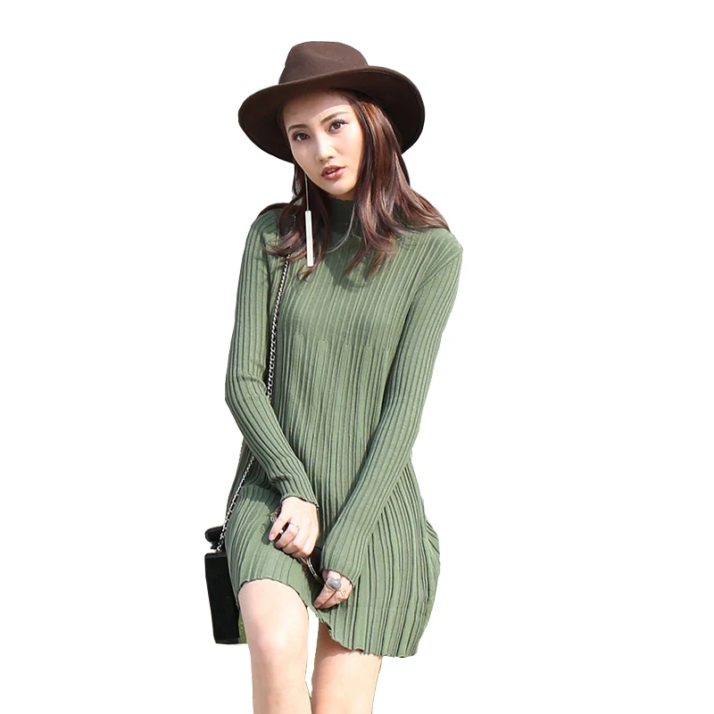 Осеннее женское платье 2019 с длинным рукавом А силуэта Повседневный свитер платья