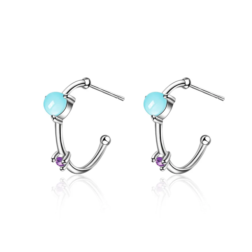 

Fashion Simple Crystal Female Gift 925 Sterling Silver Ladies Stud Earrings Wholesale Jewelry Drop Shipping No Fade