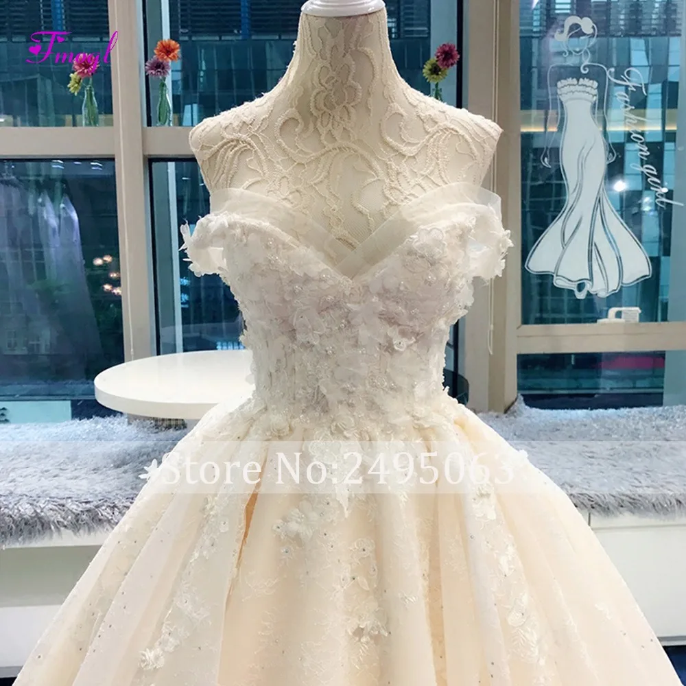 Fmogl Gorgeous Appliques Lace Chapel Train A-Line Wedding Dress 2020 Luxury Beaded Sweetheart Pearls Bride Gown Vestido de Noiva | Свадьбы и