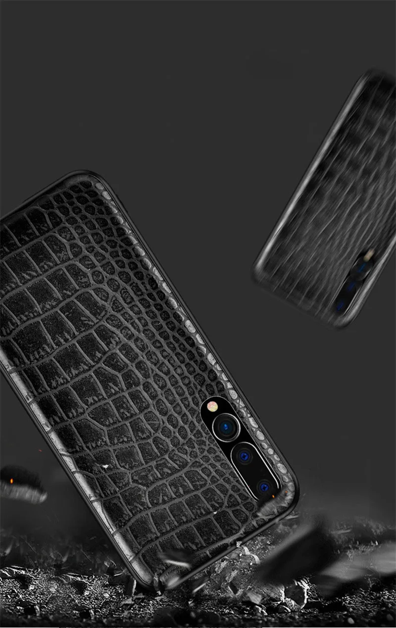 Роскошный 3D чехол для телефона из крокодиловой змеиной кожи для huawei P20 Pro P20 lite, черная винтажная деловая кожаная задняя крышка для huawei P20