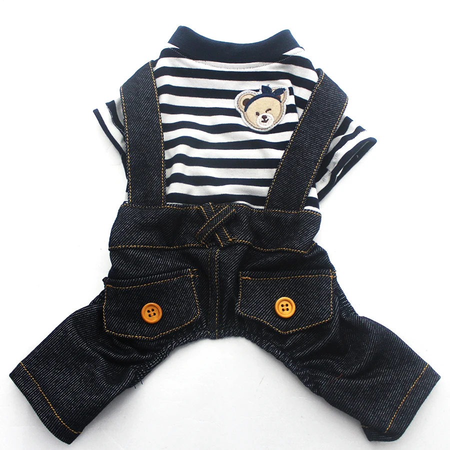 Полосатый комбинезон для собак и кошек рубашки брюки дизайн медведя кошки щенка