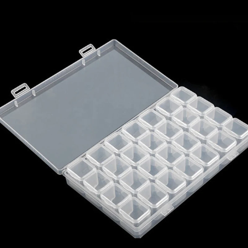 

28 Slots Diamond Painting Kits Plastic Storage Box Nail Art Storage Box Rhinestone Tools Beads Storage Box Organizer Holder Kit