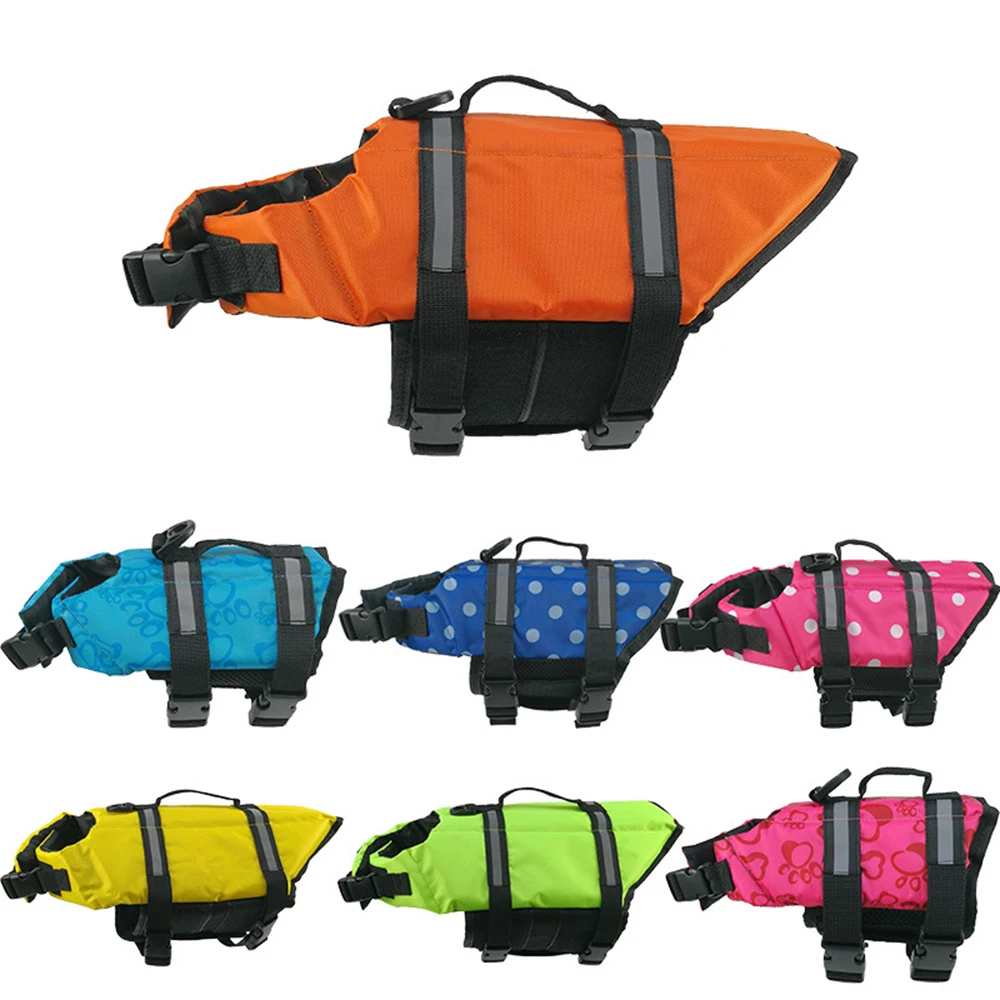 Плавательный спасательный жилет для собак "Pet Dog Life Jacket Safety Vest Collar Harness Saver Swimming Preserver Clothes Summer Swimwear on"