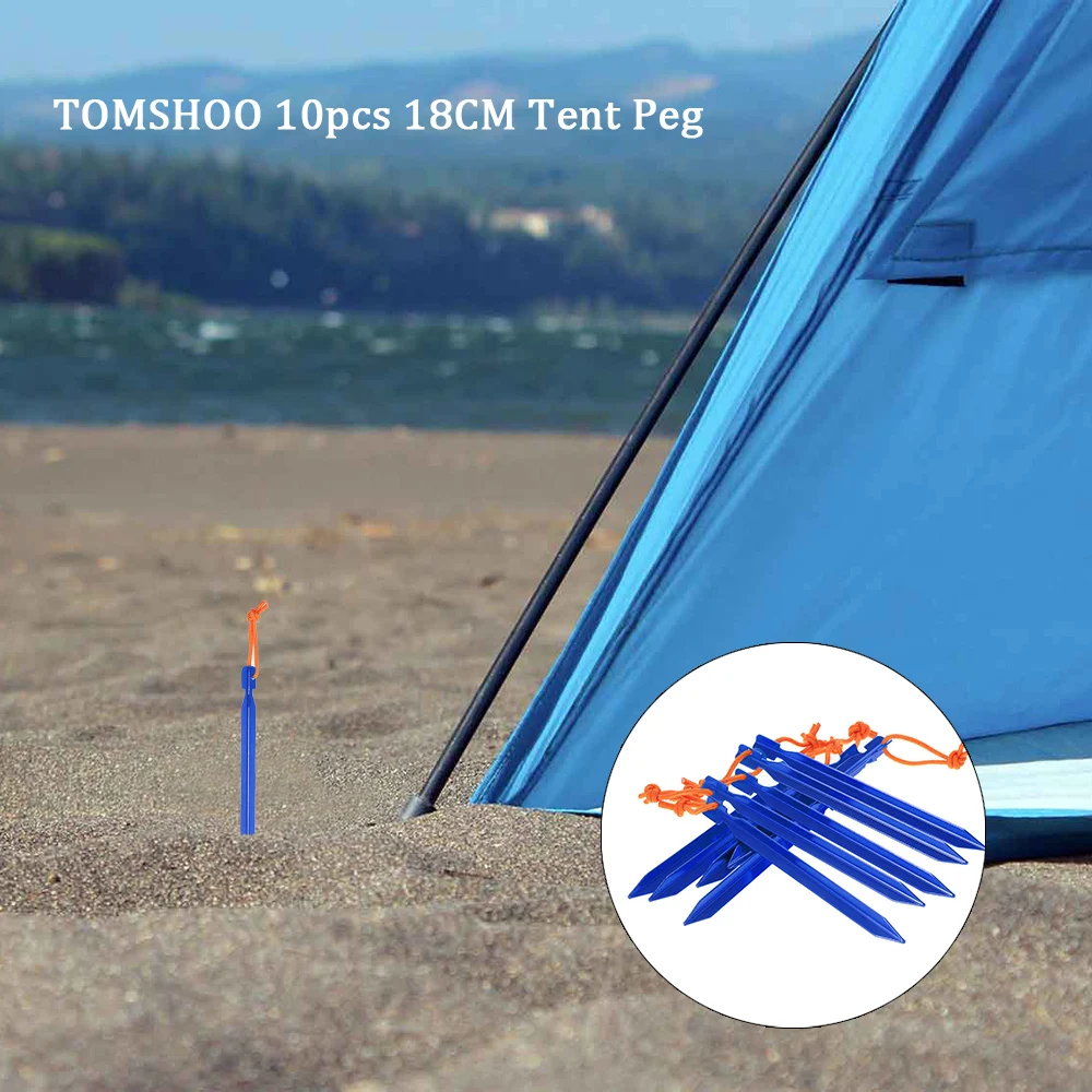 TOMSHOO 10 шт./лот 18 см/7 &quotv-образная колышка для палатки со светоотражающей веревкой