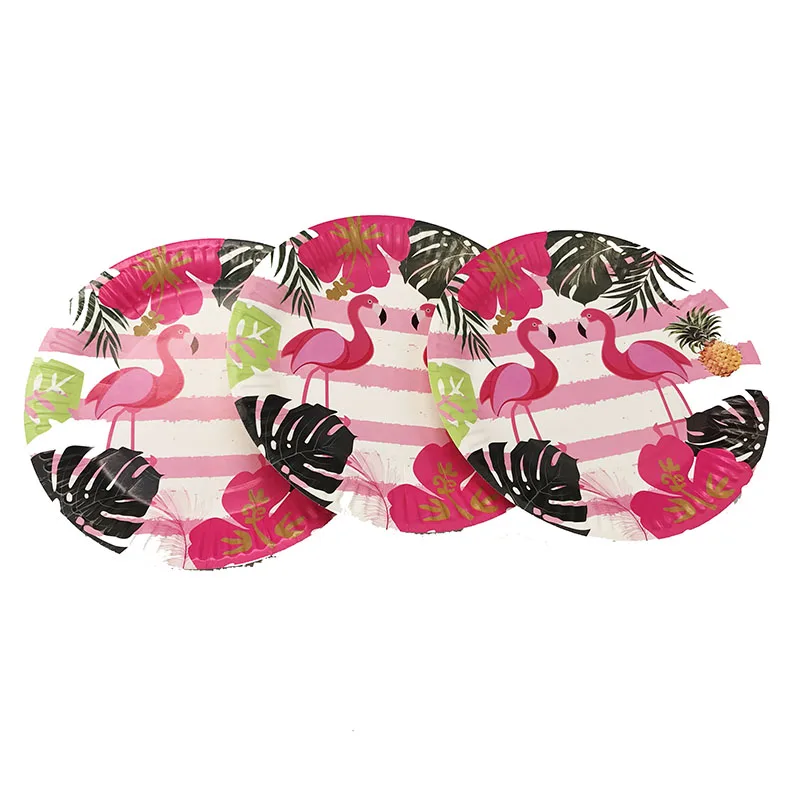 10 шт./лот одноразовые тарелки для детского душа Фламинго тематическая вечеринка