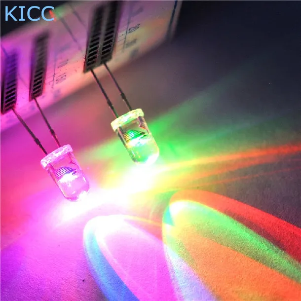 

5MM Colorful Led Rainbow Slow Flashing LED Round Light emitting diode 50Pcs